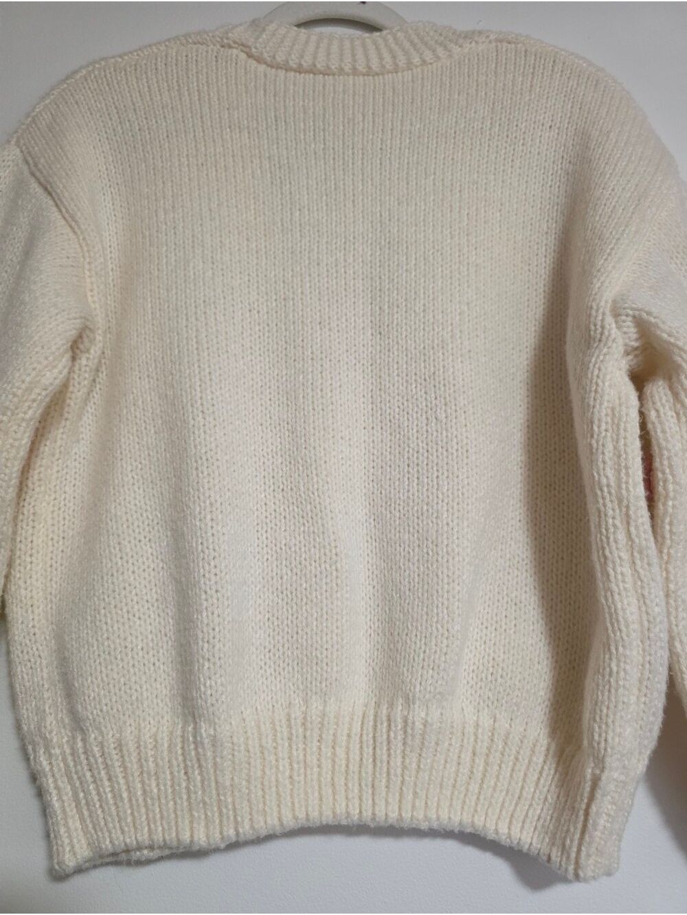 Dreamers by Debut 3D Floral Chunky Knit Cardigan Sweater Cream Pink Size XSmall - Picture 8 of 12